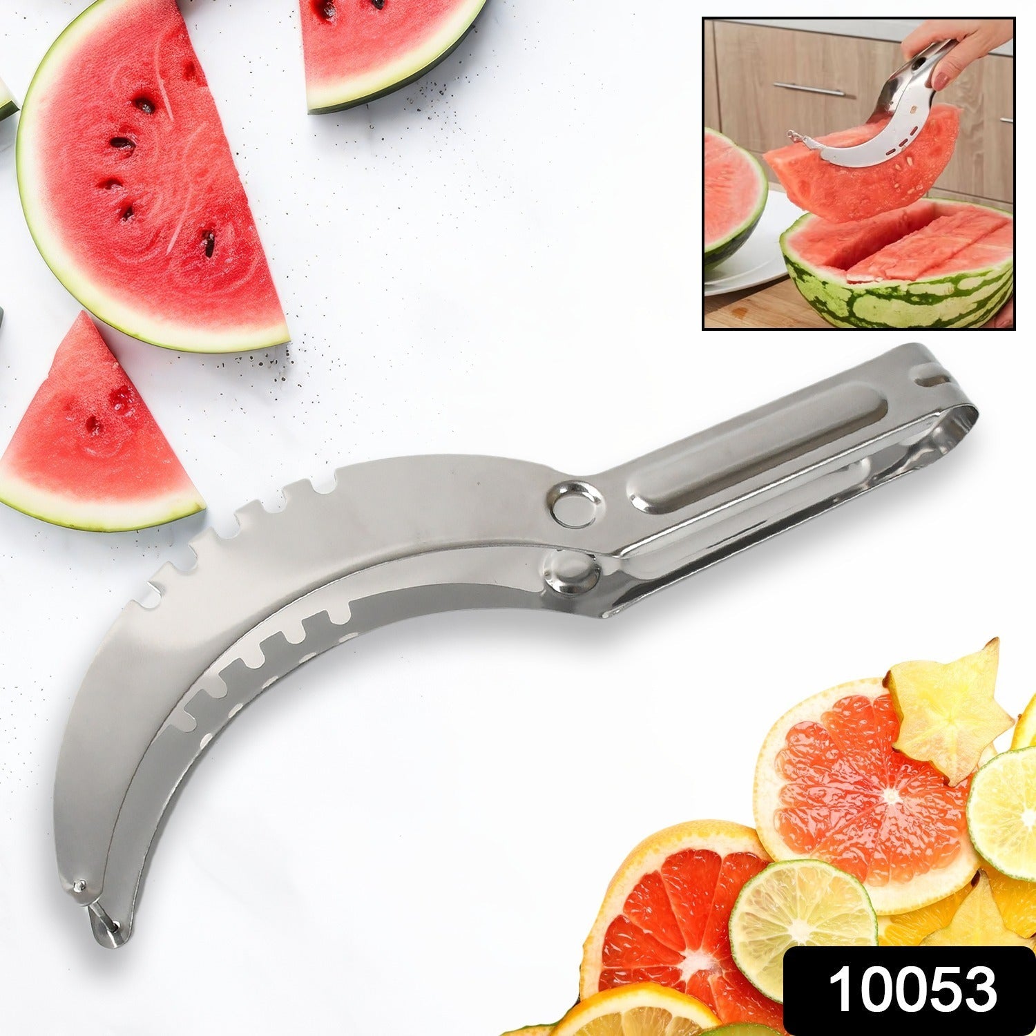 3in1 Stainless Steel Watermelon Cantaloupe Slicer Knife, Corer Fruit, Vegetable Tools Kitchen (1 Pc) 3in1 Stainless Steel Watermelon Cantaloupe Slicer Knife, Corer Fruit, Vegetable Tools Kitchen (1 Pc)